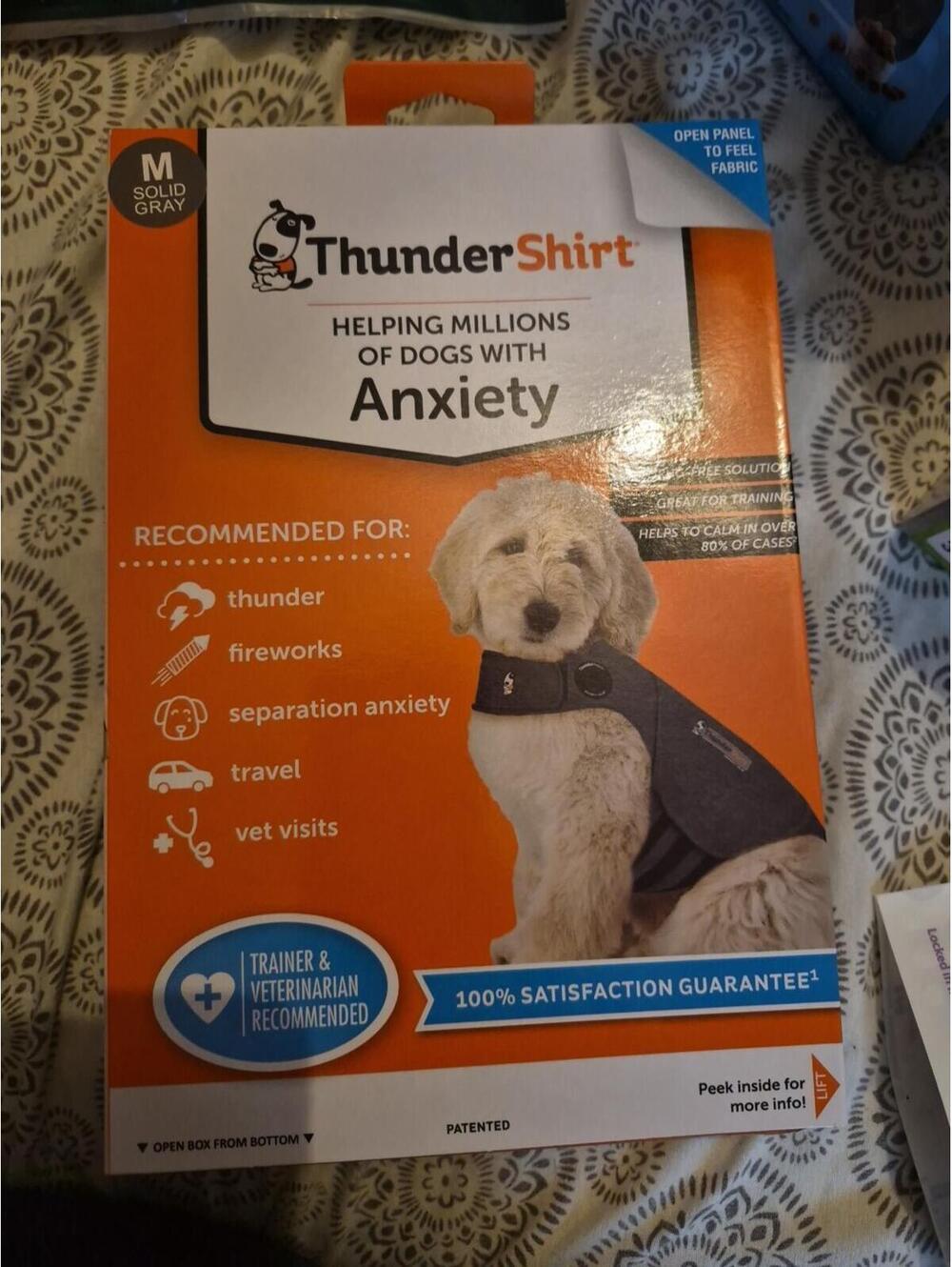 Thundershirt Dog Anxiety Jacket Size Medium Solid Grey 26-40 Lbs